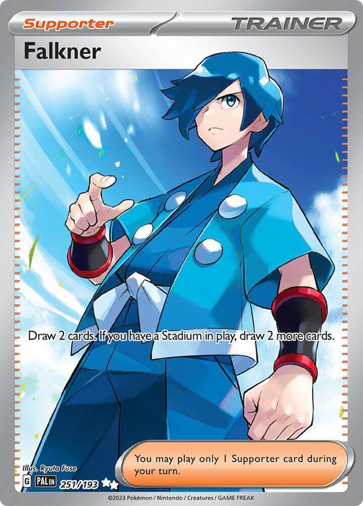 Falkner (251/193) [Scarlet & Violet: Paldea Evolved] Supporter Ultra Rare card featuring Falkner drawing cards.