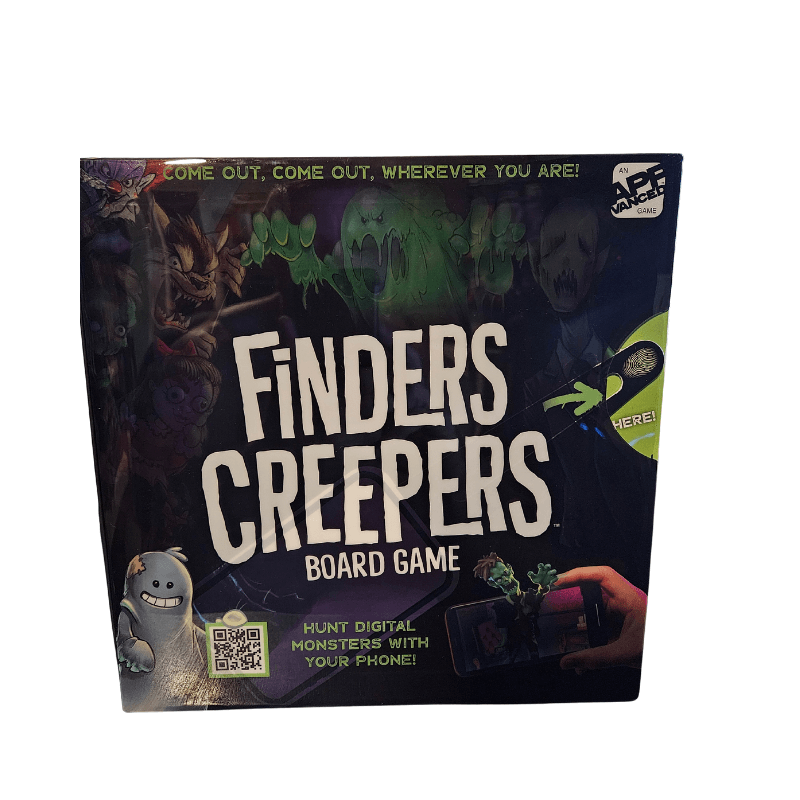Finders Creepers board game packaging with augmented reality elements for thrilling gameplay.