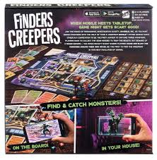 Finders Creepers board game packaging featuring immersive gameplay and augmented reality elements.
