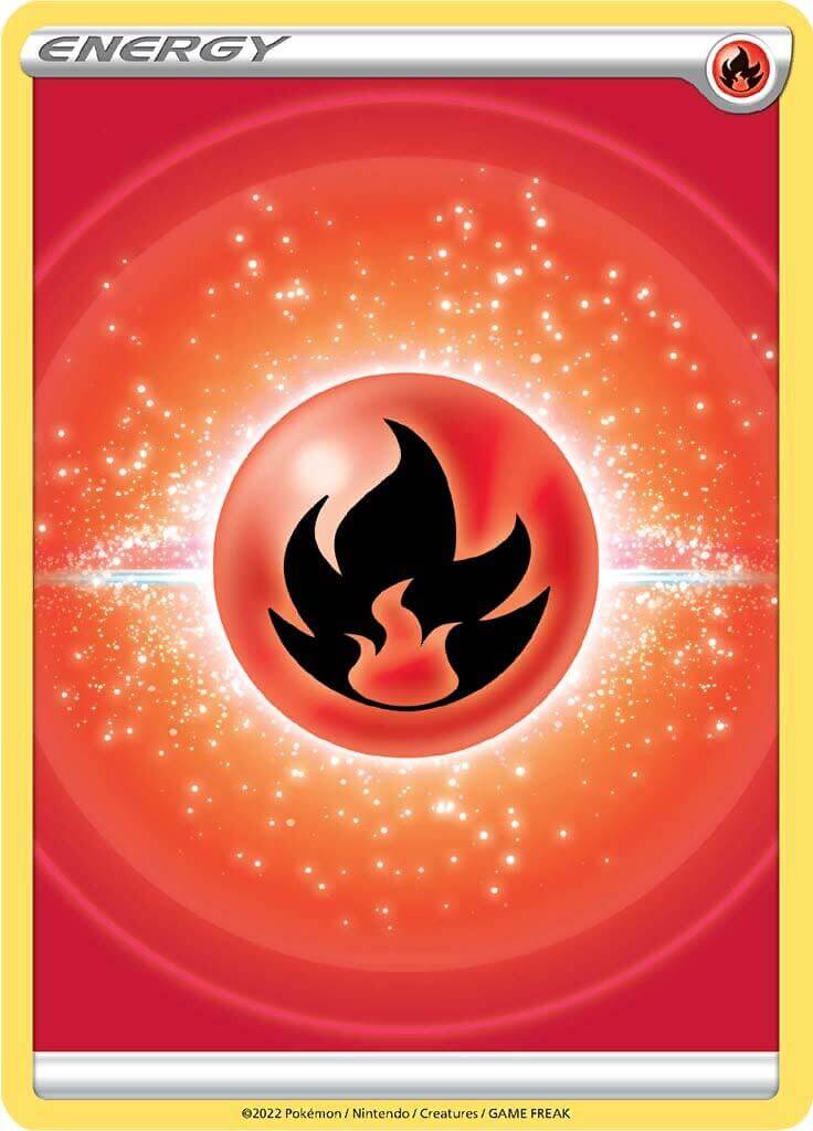 Fire Energy [Sword & Shield: Brilliant Stars] card featuring a fiery emblem against a vibrant red background.