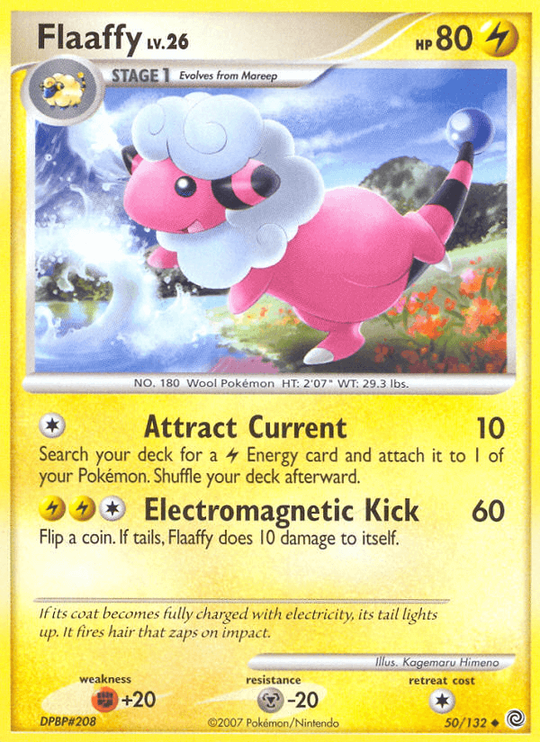 Flaaffy (50/132) [Diamond & Pearl: Secret Wonders] card showing its abilities and design.