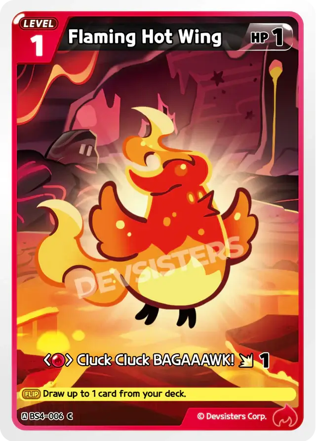 Flaming Hot Wing BS4-006 C | Common Card featuring a fiery character illustration and HP details.