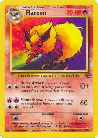 Flareon (19/64) [Jungle Unlimited] card featuring Fire type and rare status from the Jungle Unlimited set.