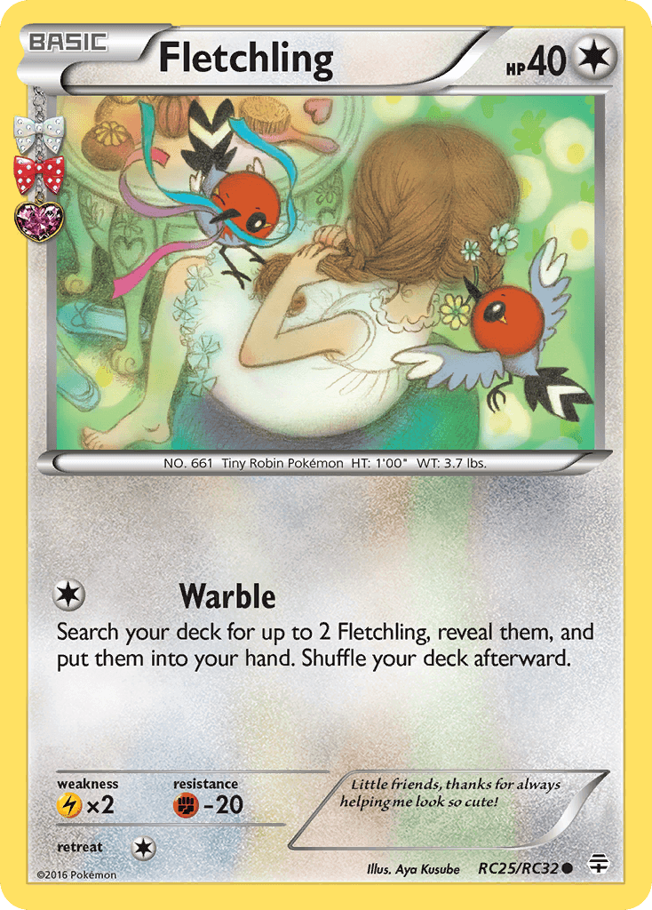 Fletchling (RC25/RC32) [XY: Generations] card featuring beautiful artwork and colorless rarity.