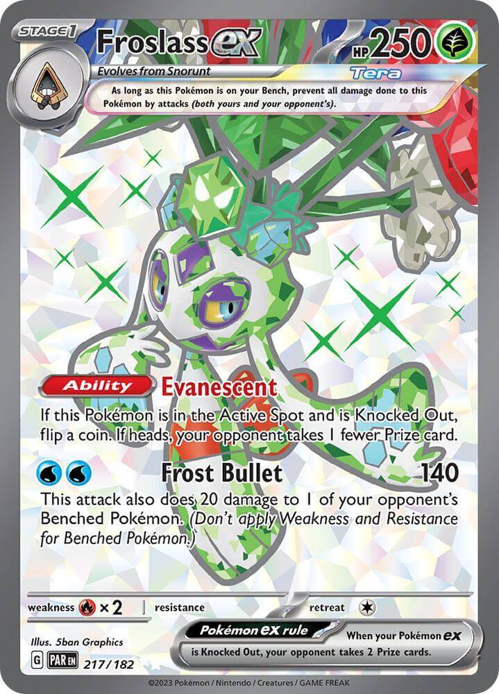Froslass ex (217/182) [Scarlet & Violet: Paradox Rift] card featuring its abilities and stats.