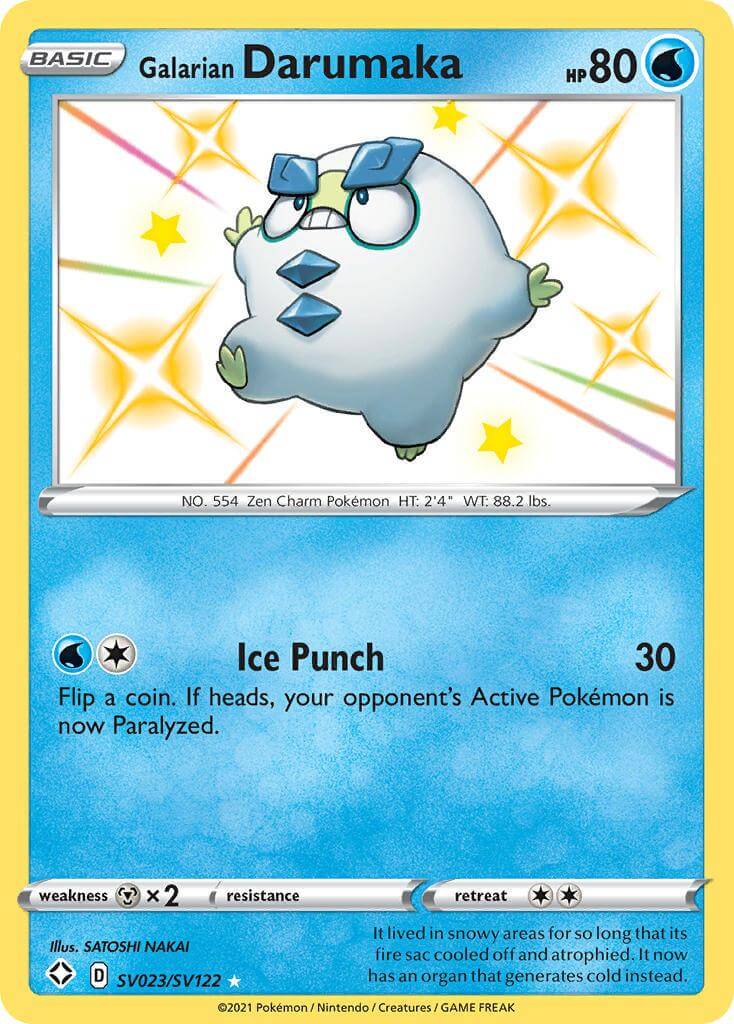 Galarian Darumaka (SV023/SV122) [Sword & Shield: Shining Fates] card showcasing Ice Punch attack.