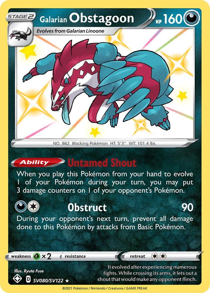 Galarian Obstagoon (SV080/SV122) [Sword & Shield: Shining Fates] card featuring Untamed Shout ability, HP 160.