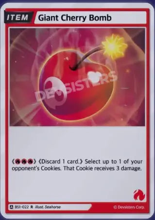Giant Cherry Bomb BS1-022 R | Rare Card featuring a vibrant illustration of a cherry bomb.