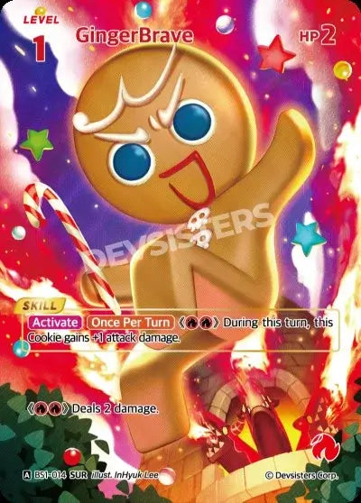 GingerBrave (BS1-014) SUR – Brave Sweet | Cookie Run TCG Special Ultra Rare Card showcasing stunning foil detail.
