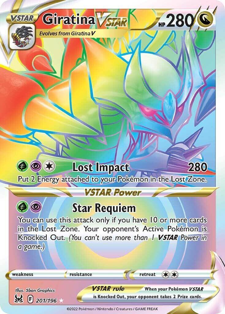 Giratina VSTAR (201/196) [Sword & Shield: Lost Origin] card featuring Lost Impact and Star Requiem abilities.