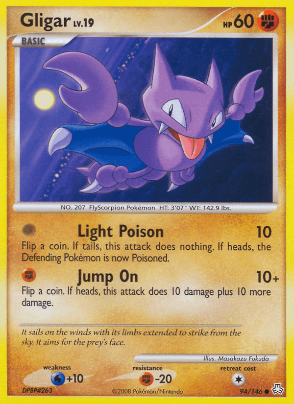 Gligar (94/146) [Diamond & Pearl: Legends Awakened] featuring Light Poison and Jump On attacks.