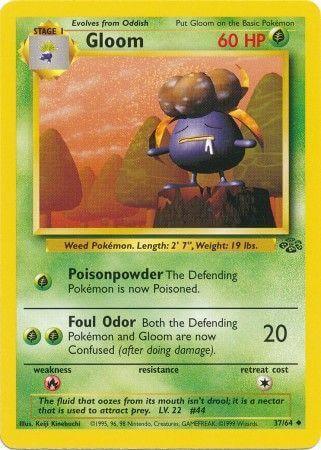 Gloom (37/64) [Jungle Unlimited] grass-type Pokémon card featuring Poisonpowder and Foul Odor moves.