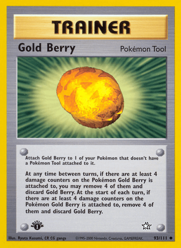 Gold Berry (93/111) [Neo Genesis 1st Edition] Pokémon Tool card with illustration and description.