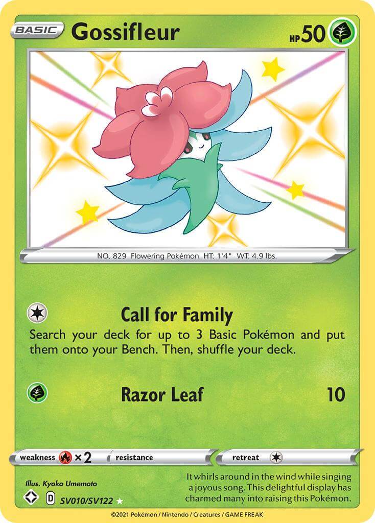 Gossifleur (SV010/SV122) [Sword & Shield: Shining Fates] trading card showcasing Grass-type Ultra Rare Pokémon.