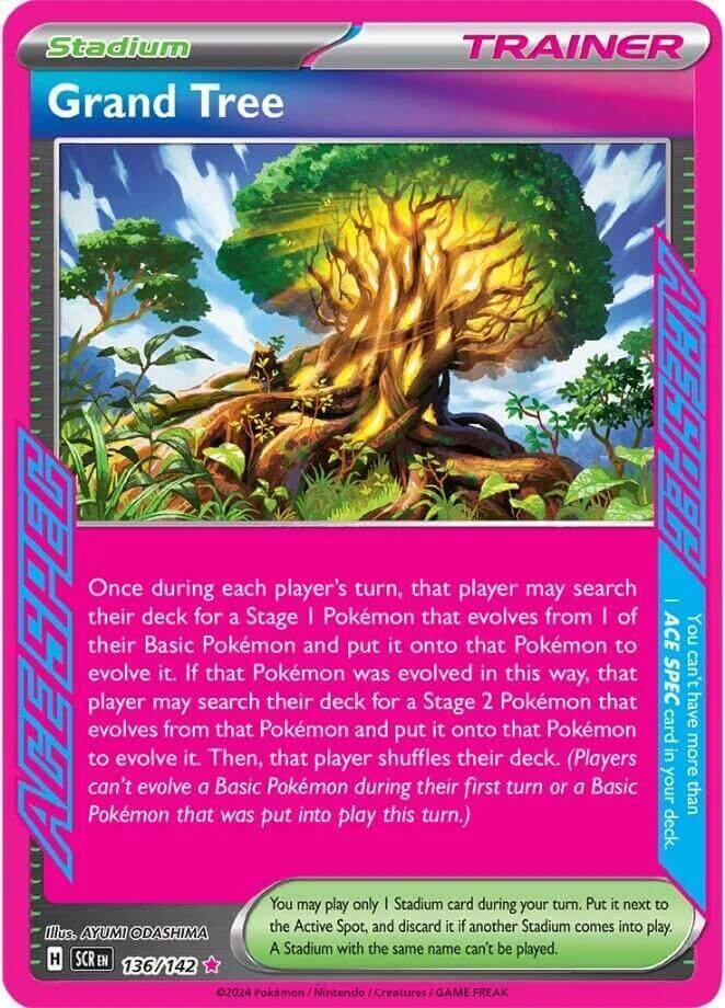 Grand Tree (136/142) [Scarlet & Violet: Stellar Crown] card showcasing its unique Stadium effect.