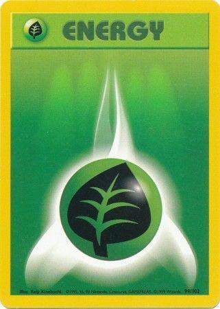 Grass Energy (99/102) [Base Set Unlimited] card featuring green energy symbol and design.