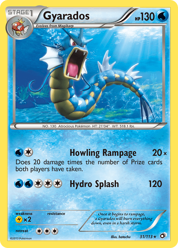 Gyarados (31/113) [Black & White: Legendary Treasures] featuring Howling Rampage and Hydro Splash attack.