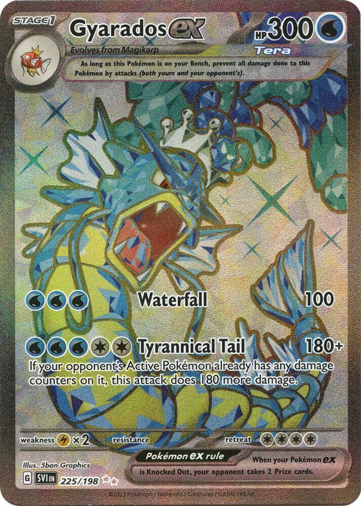 Gyarados ex (225/198) [Scarlet & Violet: Base Set] featuring Water and Tyrannical Tail abilities.