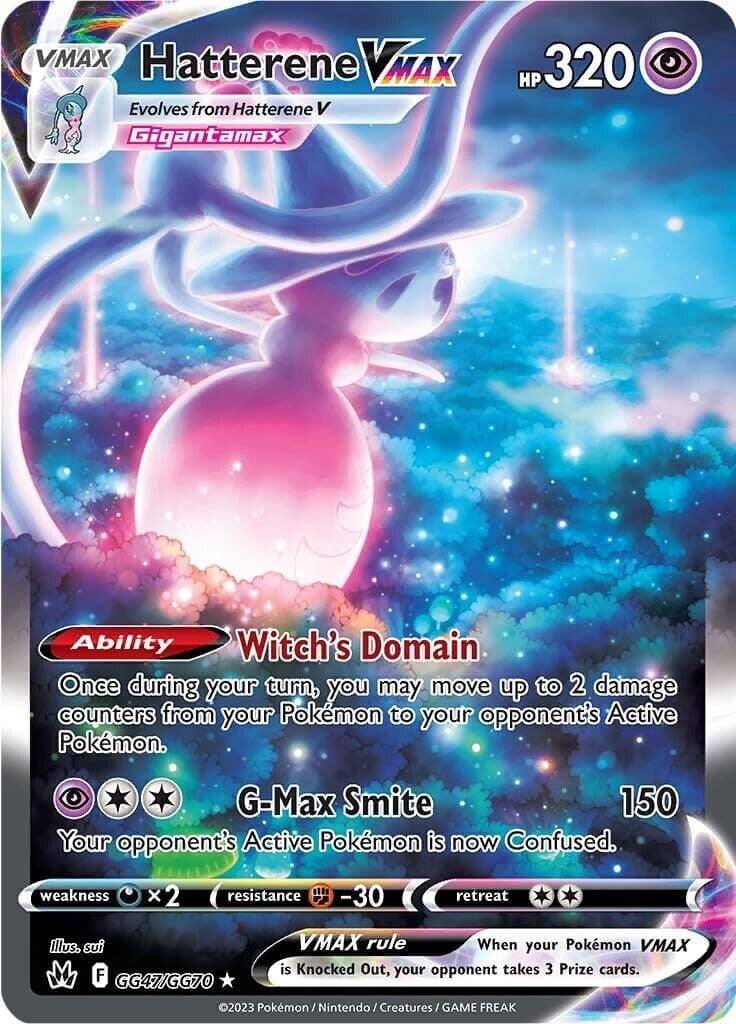 Hatterene VMAX (GG47/GG70) [Sword & Shield: Crown Zenith] card showcasing HP 320 and abilities.