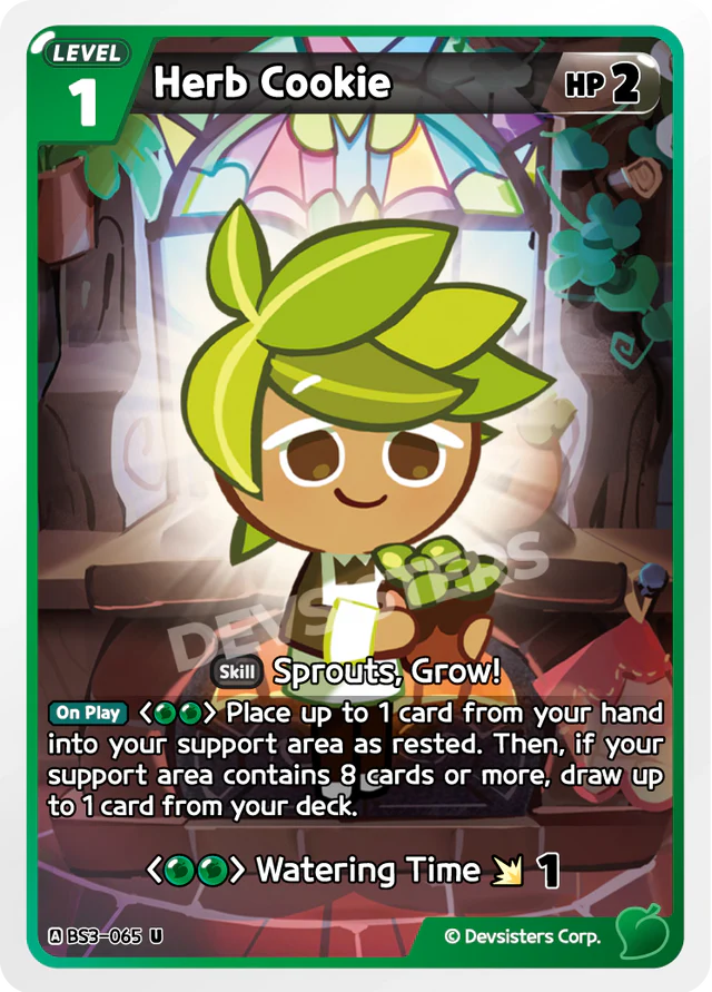 Herb Cookie BS3-065 U | Uncommon Card showcasing the character's abilities and design.