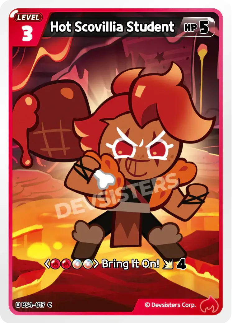 Hot Scovillia Student BS4-017 C | Common Card featuring a fierce character in a fiery background.