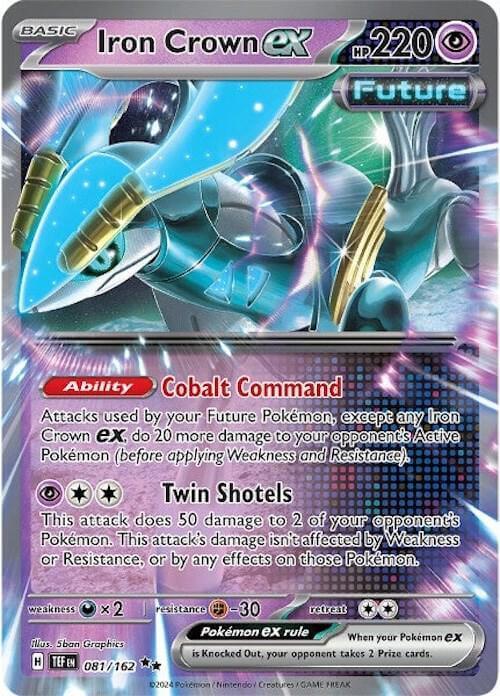 Iron Crown ex (081/162) [Scarlet & Violet: Temporal Forces] card showcasing abilities and stats.