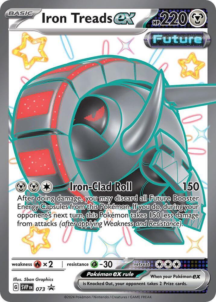 Iron Treads ex (073) [Scarlet & Violet: Black Star Promos] with HP 220 and Iron-Clad Roll ability.
