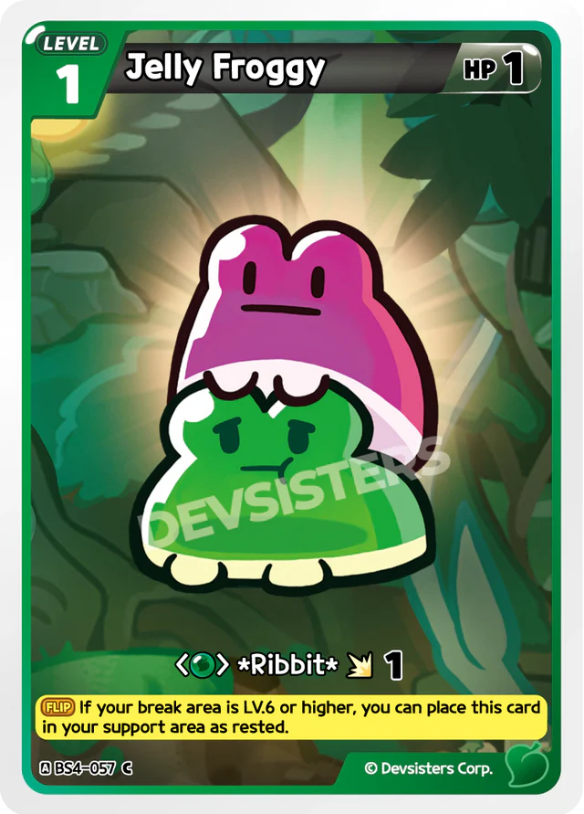Jelly Frog BS4-057 C | Common Card featuring colorful jelly characters with HP stats and abilities.