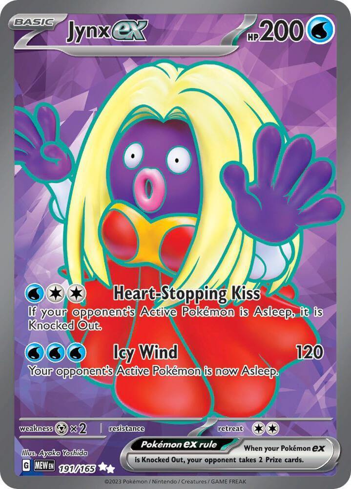 Jynx ex (191/165) [Scarlet & Violet: 151] trading card featuring Psychic abilities and Ultra Rare rarity.