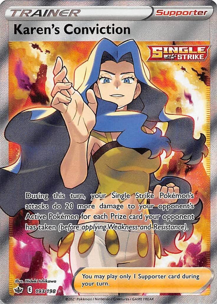 Karen's Conviction (193/198) [Sword & Shield: Chilling Reign] Ultra Rare Supporter card image.
