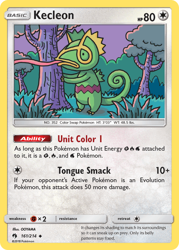 Kecleon (161/214) [Sun & Moon: Lost Thunder] trading card featuring artwork by Ooyama.