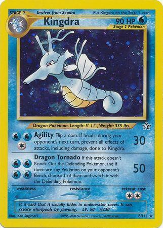 Kingdra (8/111) [Neo Genesis Unlimited] card featuring a Water-type Pokémon with Holo Rare rarity.