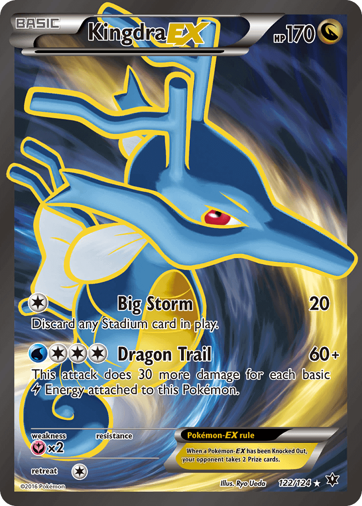 Kingdra EX (122/124) [XY: Fates Collide] Pokémon card featuring Dragon type and Ultra Rare rarity.