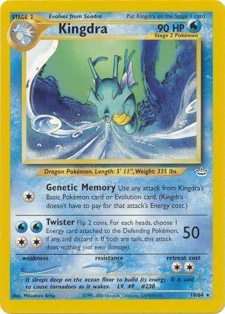 Kingdra (19/64) [Neo Revelation Unlimited] rare Water Pokémon card with HP 90 and unique attack abilities.