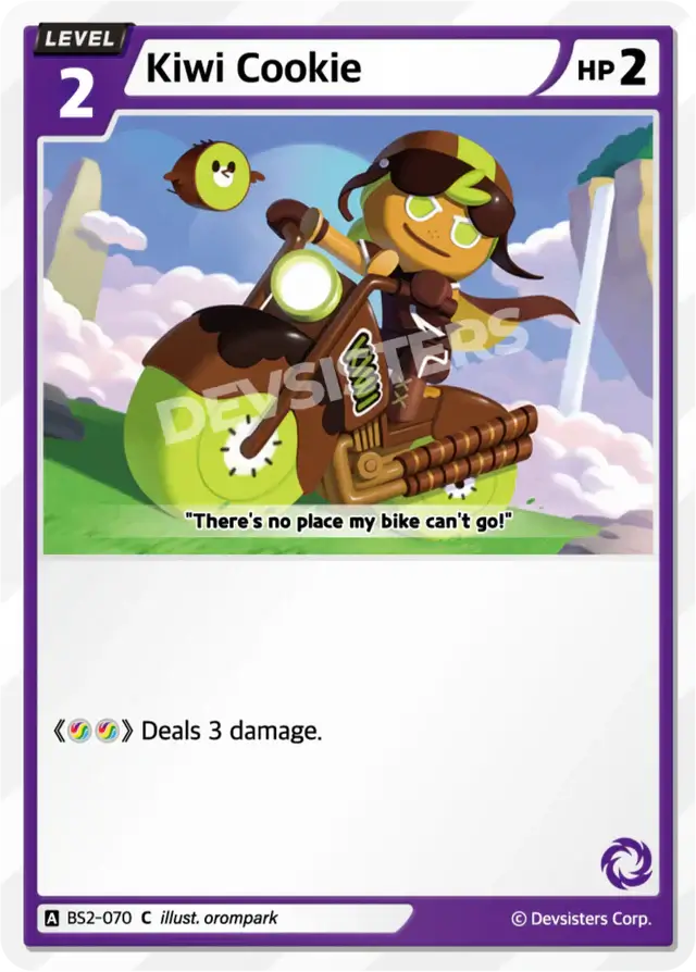 Kiwi Cookie BS2-070 C | Common Card featuring a character on a motorcycle.