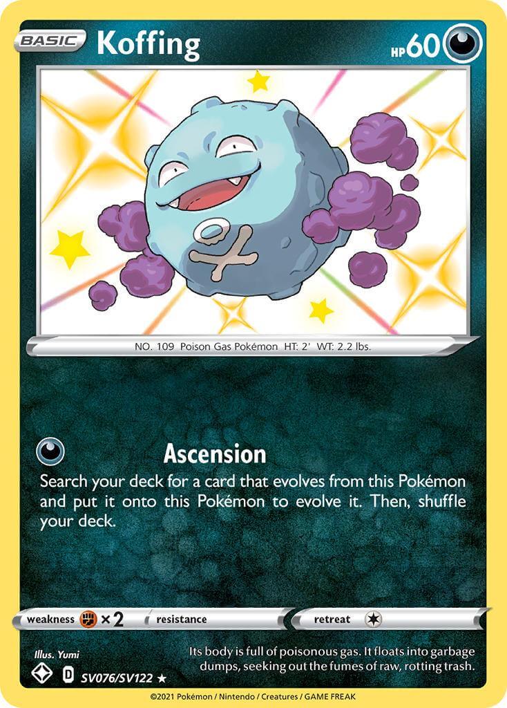 Koffing (SV076/SV122) [Sword & Shield: Shining Fates] card featuring its Poison Gas Pokémon design.