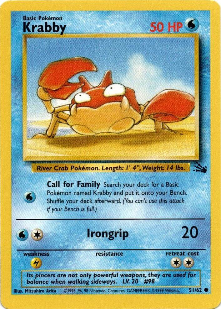 Krabby (51/62) [Fossil Unlimited] water-type Pokémon card featuring call for family ability.