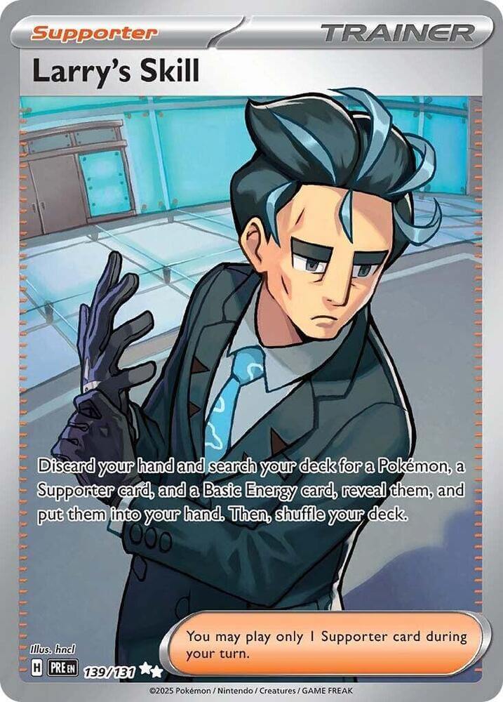 Larry's Skill (139/131) [Scarlet & Violet: Prismatic Evolutions] ultra rare supporter card for Pokémon TCG.