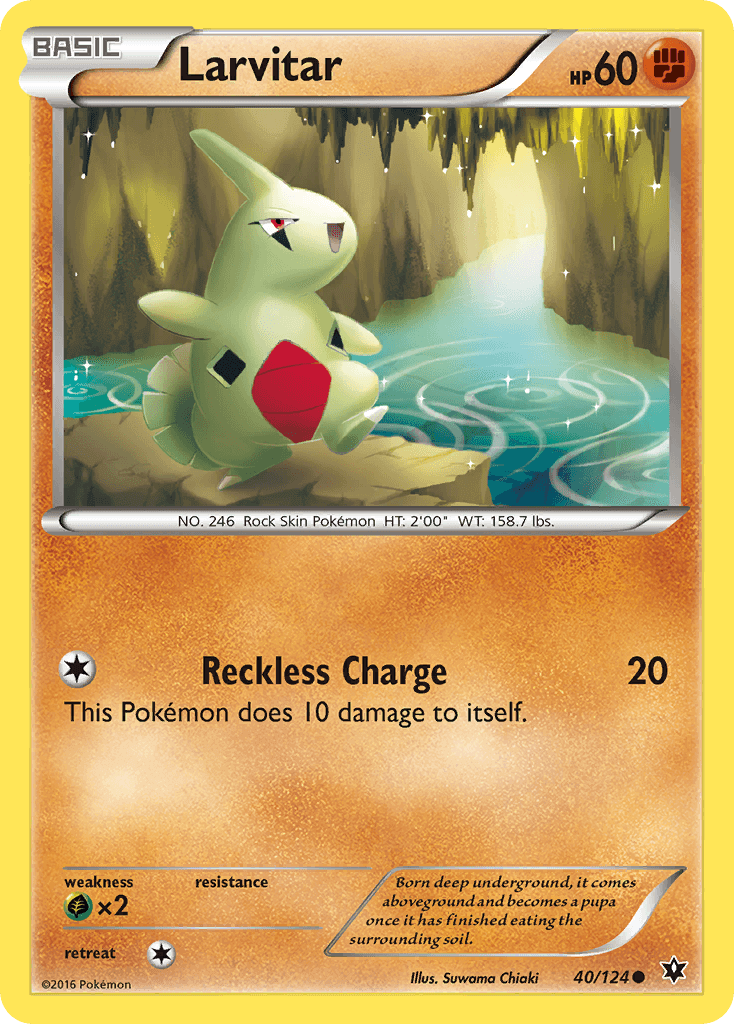 Larvitar (40/124) [XY: Fates Collide] card featuring HP 60 and Reckless Charge move.