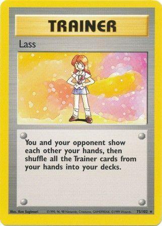 Image of Lass (75/102) [Base Set Unlimited], a rare Trainer card from the Pokémon card game.