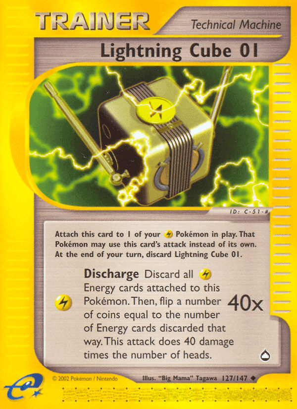 Lightning Cube 01 (127/147) [Aquapolis] Trainer card showing item details and attack description.