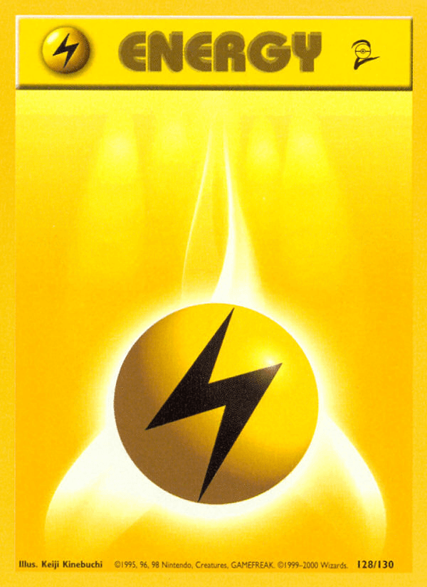 Lightning Energy (128/130) [Base Set 2] card featuring yellow energy design and lightning bolt symbol.