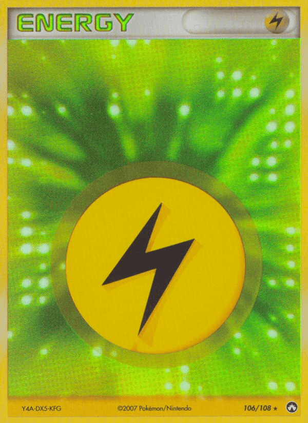 Lightning Energy (106/108) [EX: Power Keepers] Holo Rare card with a vibrant electric design.
