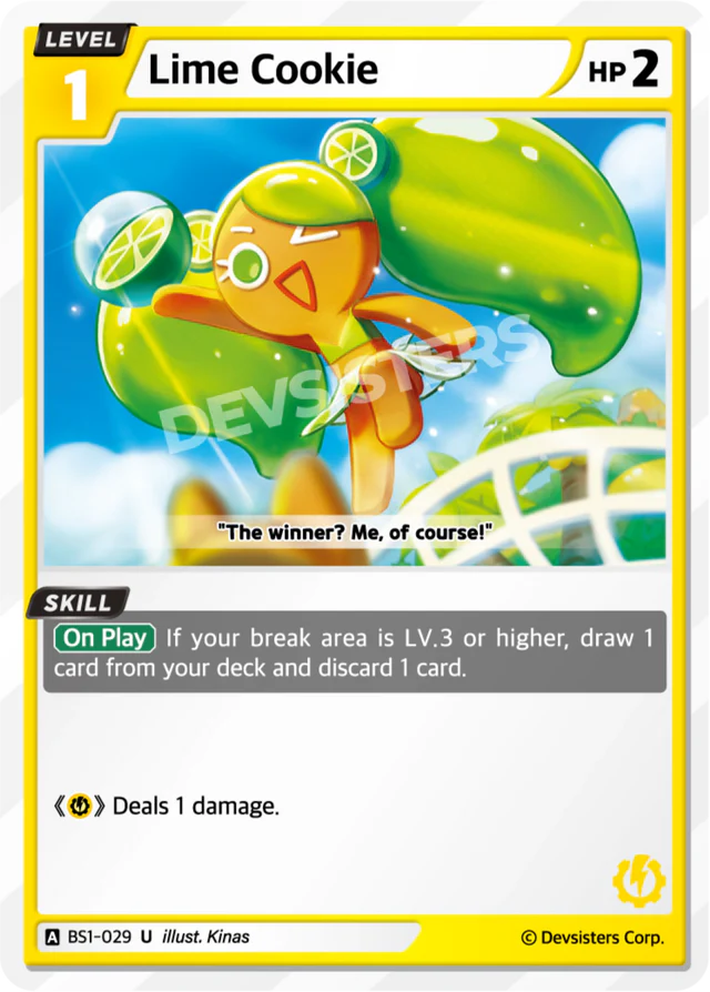 Lime Cookie BS1-029 U | Uncommon Card featuring a playful character with lime slices.