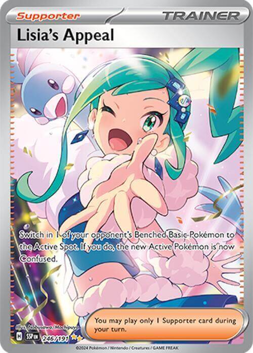Lisia's Appeal (246/191) [Scarlet & Violet: Surging Sparks] special illustration rare supporter card.