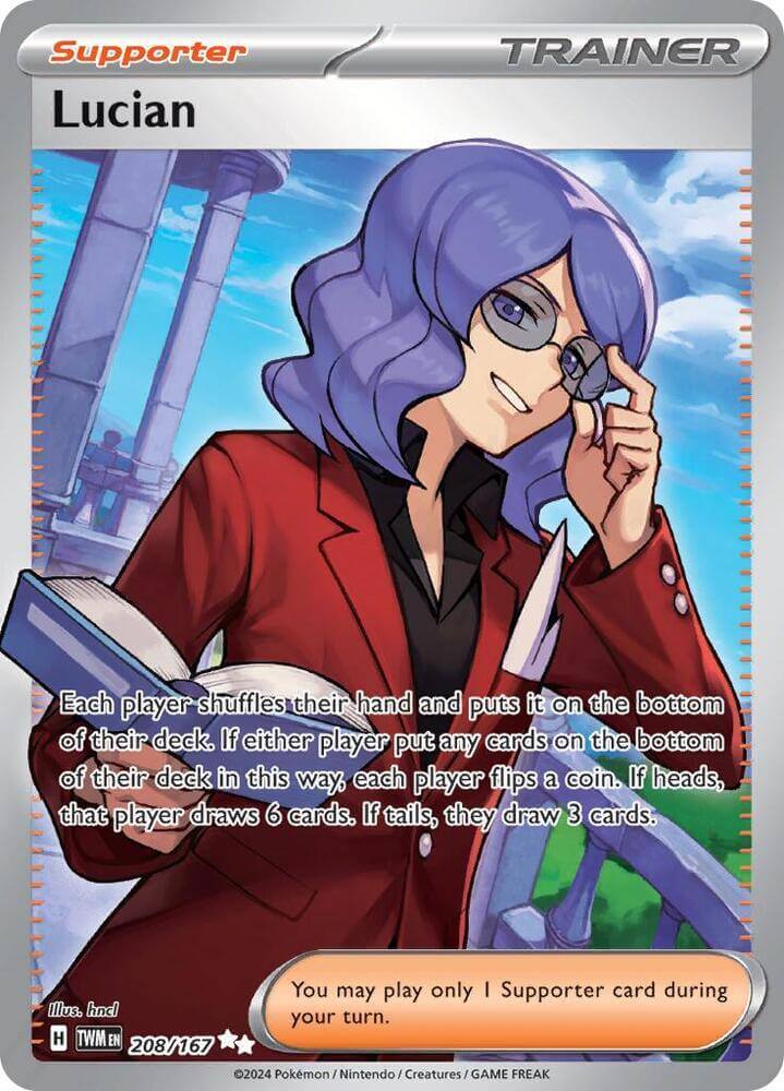 Lucian (208/167) [Scarlet & Violet: Twilight Masquerade] Ultra Rare Supporter card featuring gameplay details.