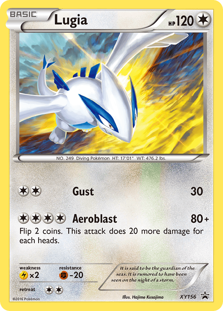 Lugia (XY156) [XY: Black Star Promos] card showing its HP and abilities, part of the XY: Black Star Promos set.
