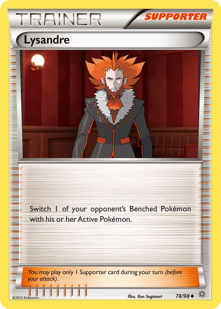 Lysandre (78/98) [XY: Ancient Origins] Supporter card showcasing Lysandre's ability to switch Pokémon.