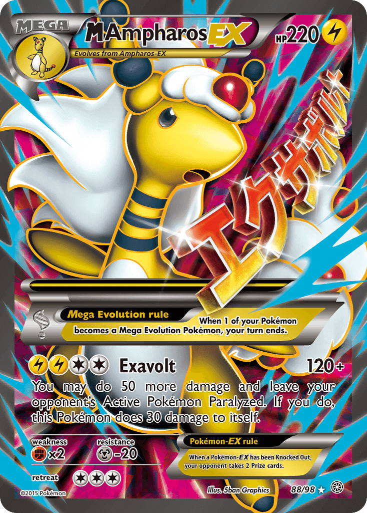 M Ampharos EX (88/98) [XY: Ancient Origins] card showcasing Mega Evolution and lightning type abilities