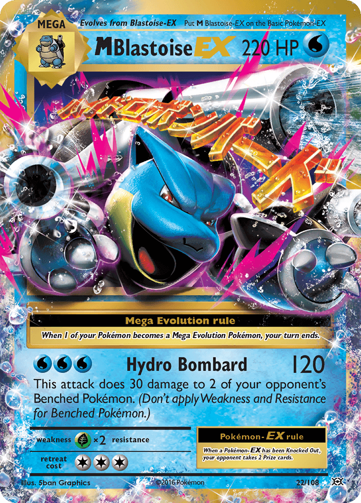 M Blastoise EX (22/108) [XY: Evolutions] featuring Mega Evolution ability and Hydro Bombard attack